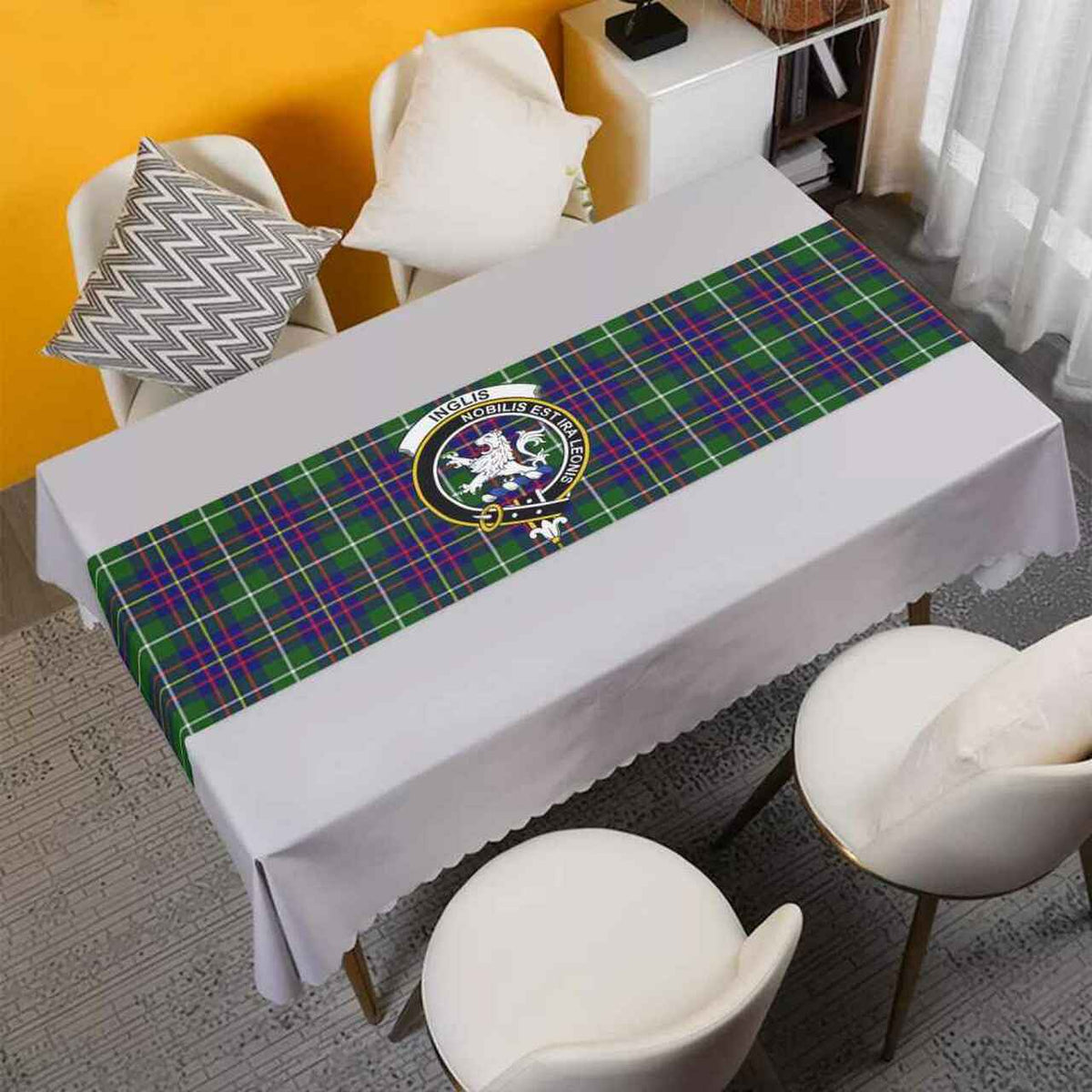 Inglis Tartan Crest Table Runner - Cotton table runner