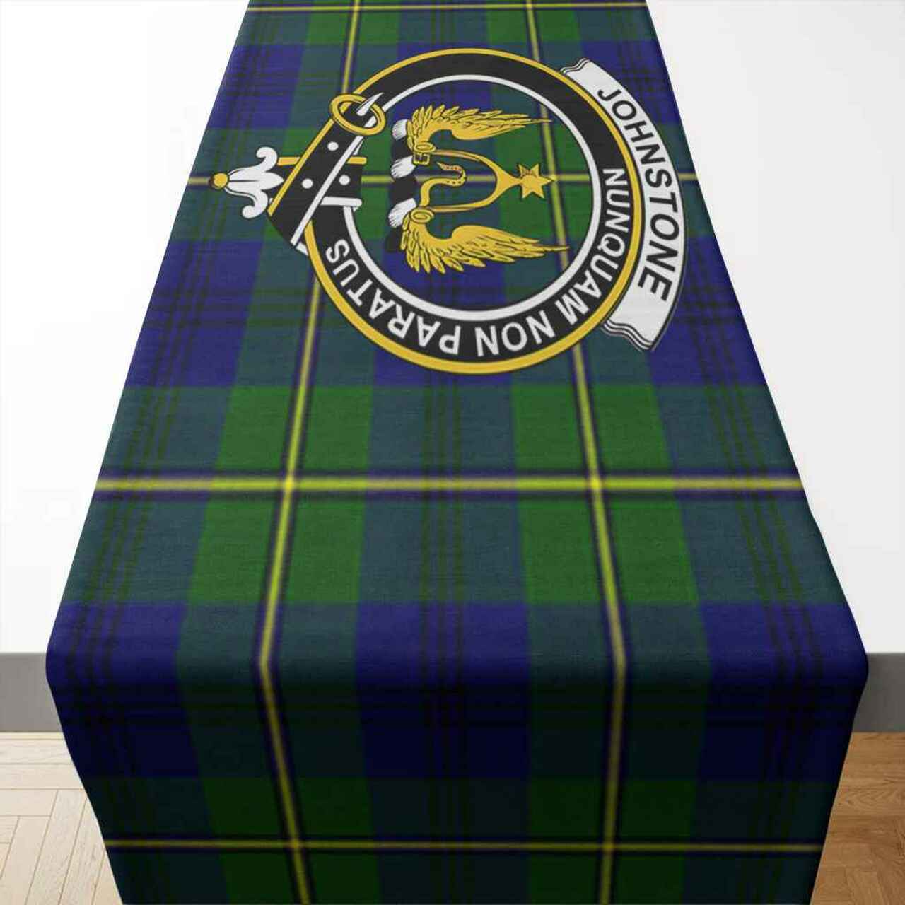 Johnston Tartan Crest Table Runner - Cotton table runner