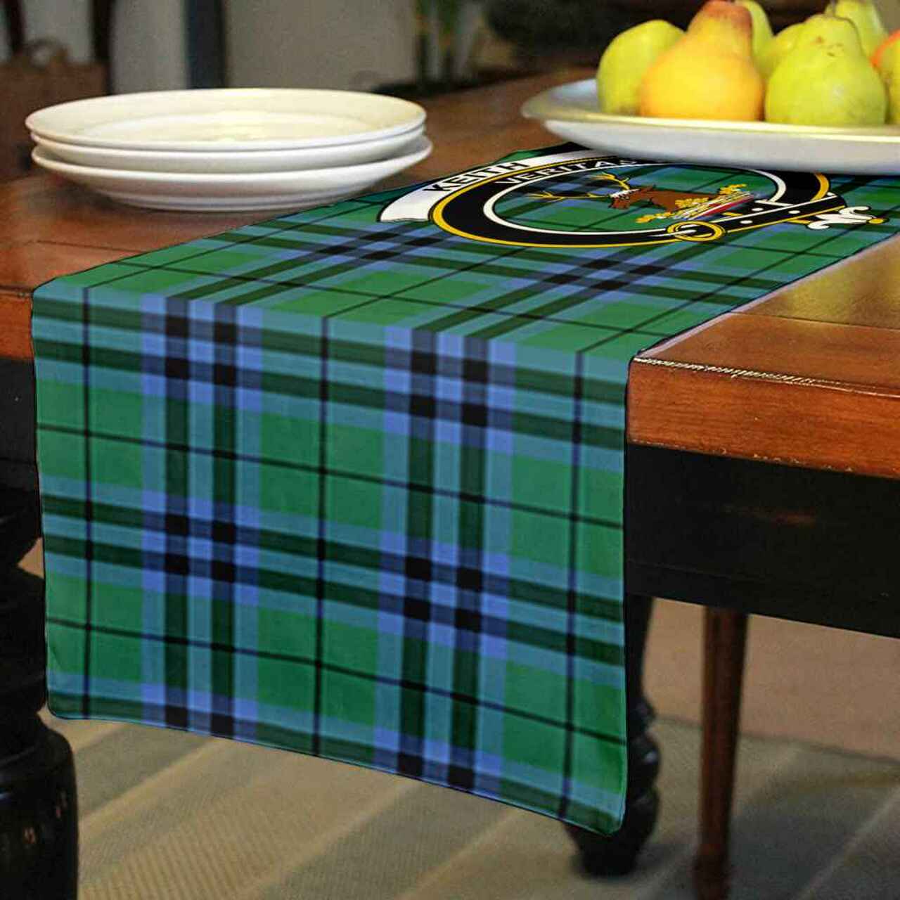 Keith Tartan Crest Table Runner - Cotton table runner