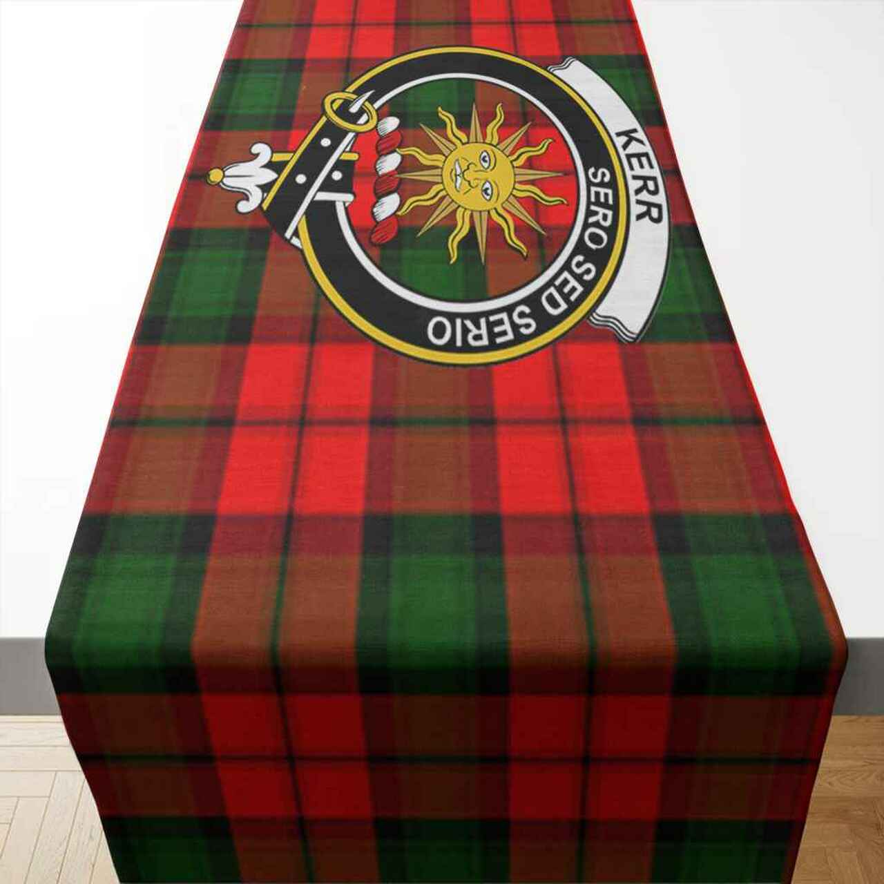 Kerr Tartan Crest Table Runner - Cotton table runner