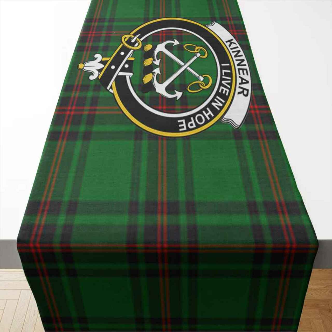 Kinnear Tartan Crest Table Runner - Cotton table runner