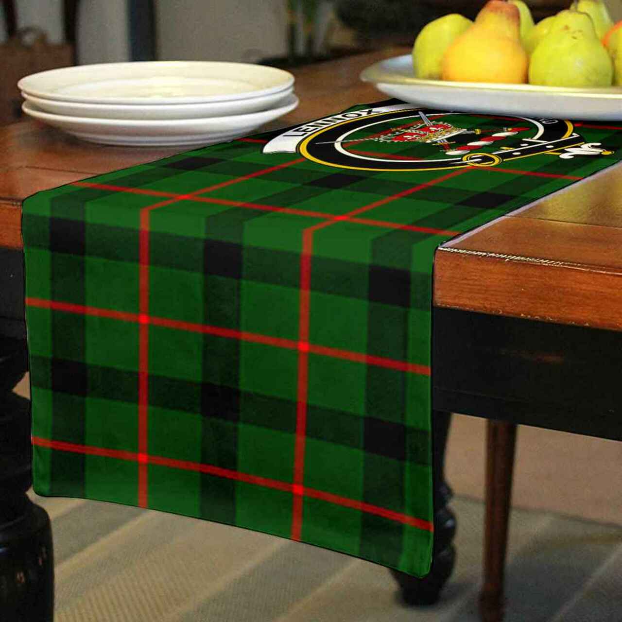 Lennox Tartan Crest Table Runner - Cotton table runner