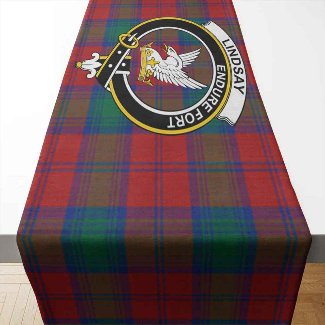 Lindsay Tartan Crest Table Runner - Cotton table runner