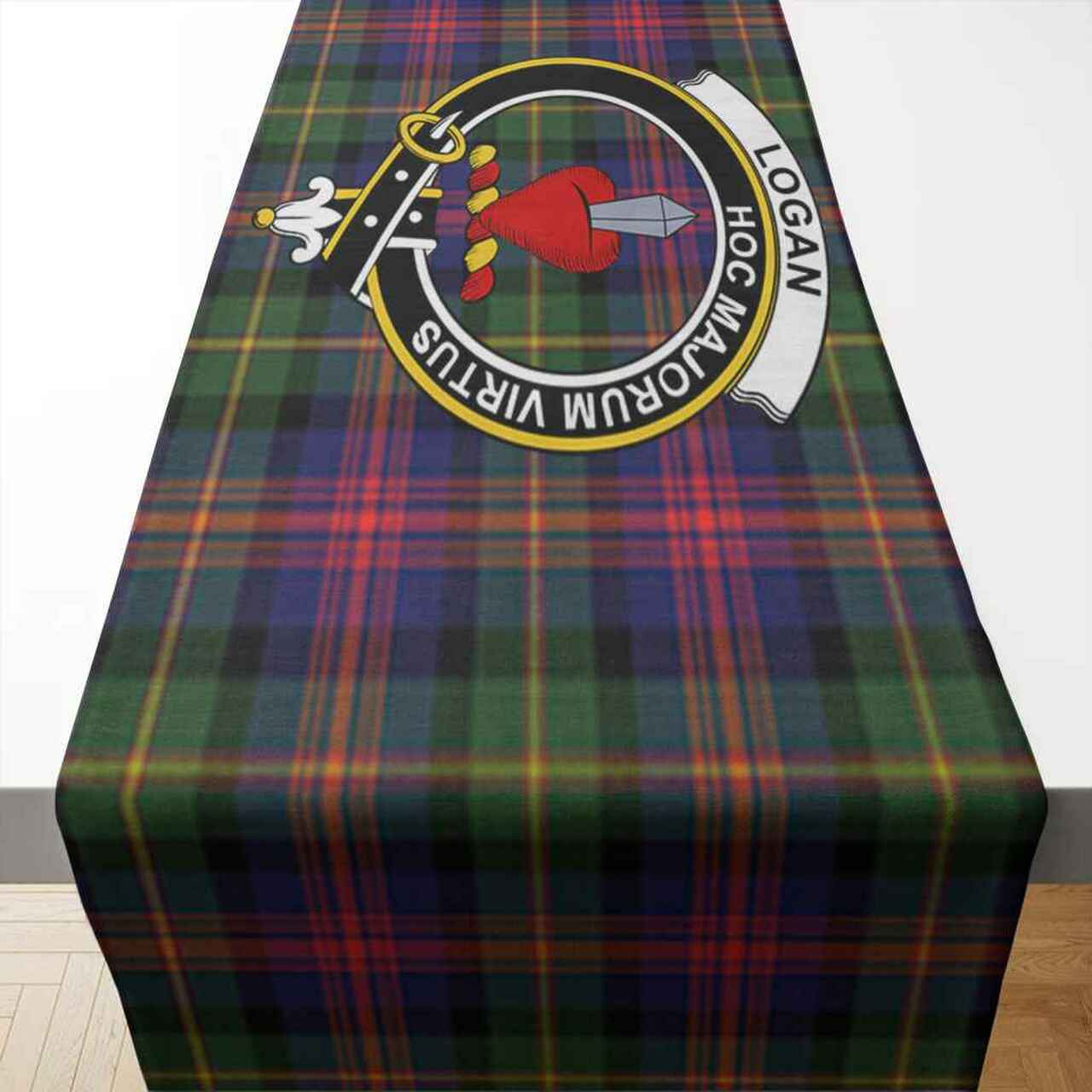 Logan Tartan Crest Table Runner - Cotton table runner