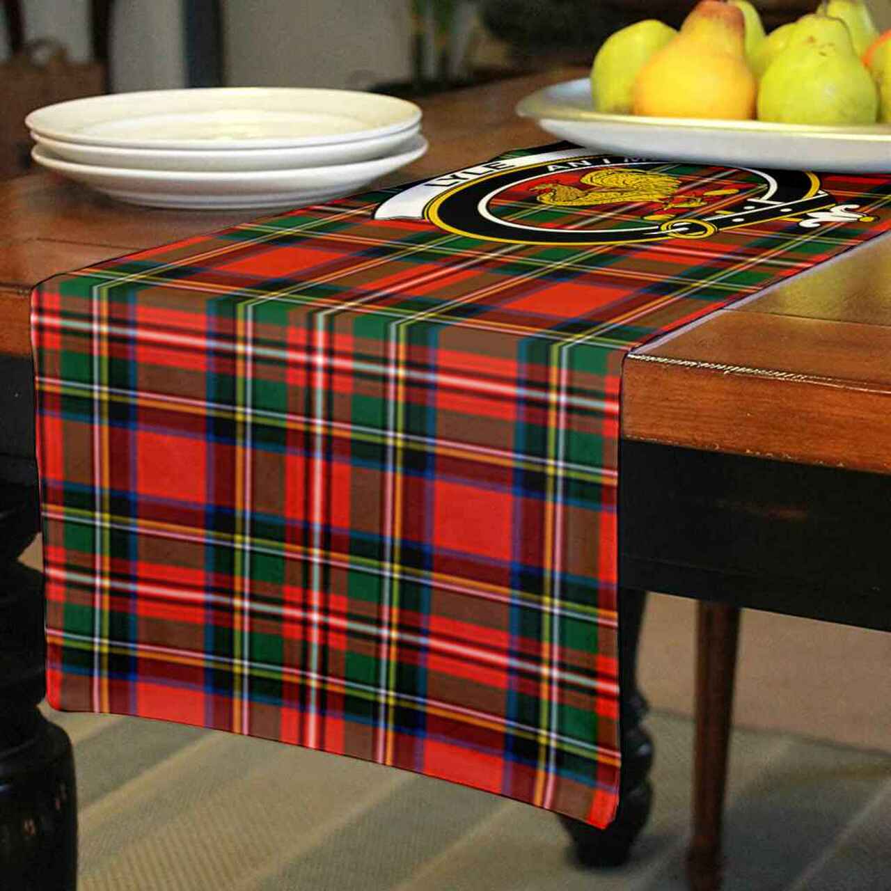 Lyle Tartan Crest Table Runner - Cotton table runner