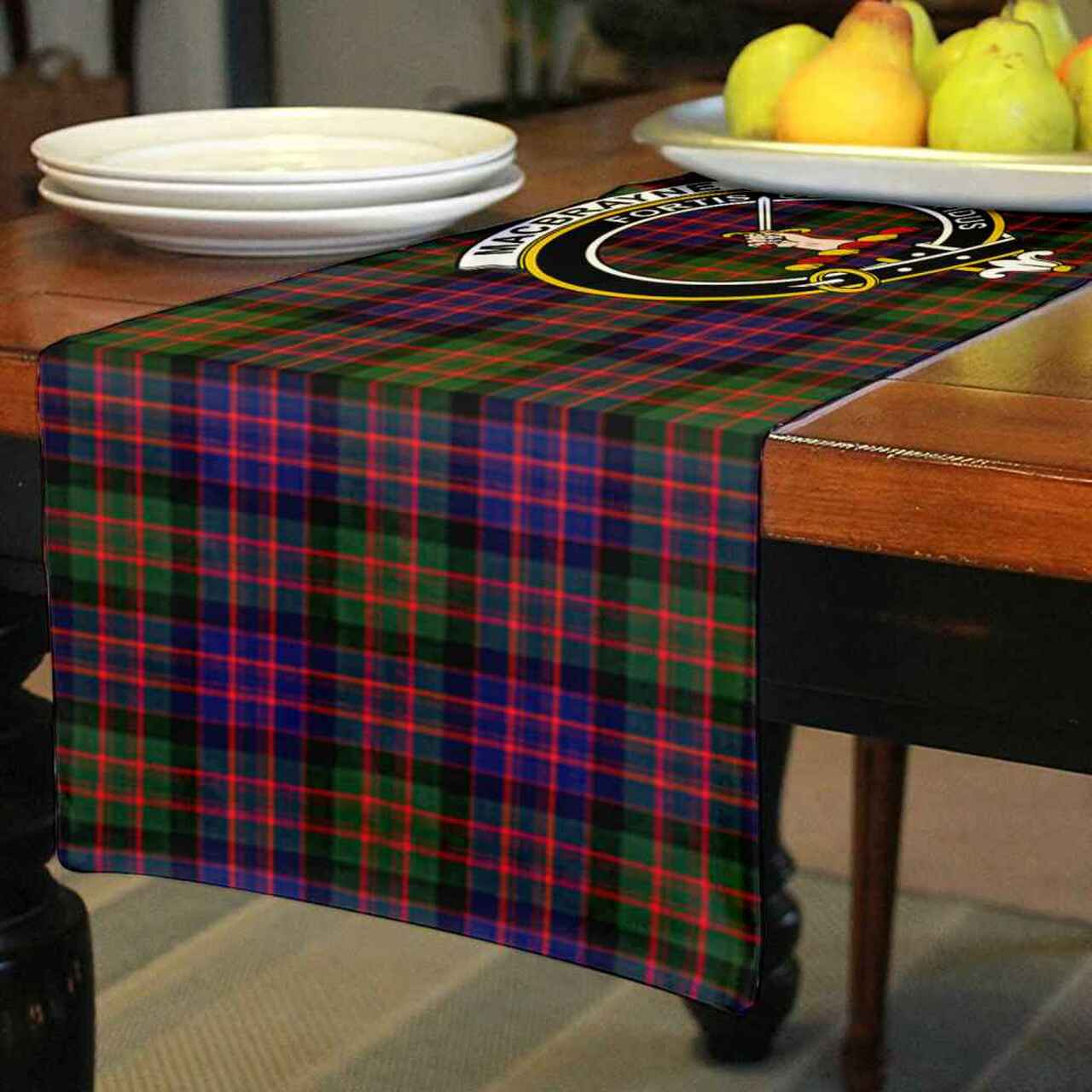 MacBrayne Tartan Crest Table Runner - Cotton table runner