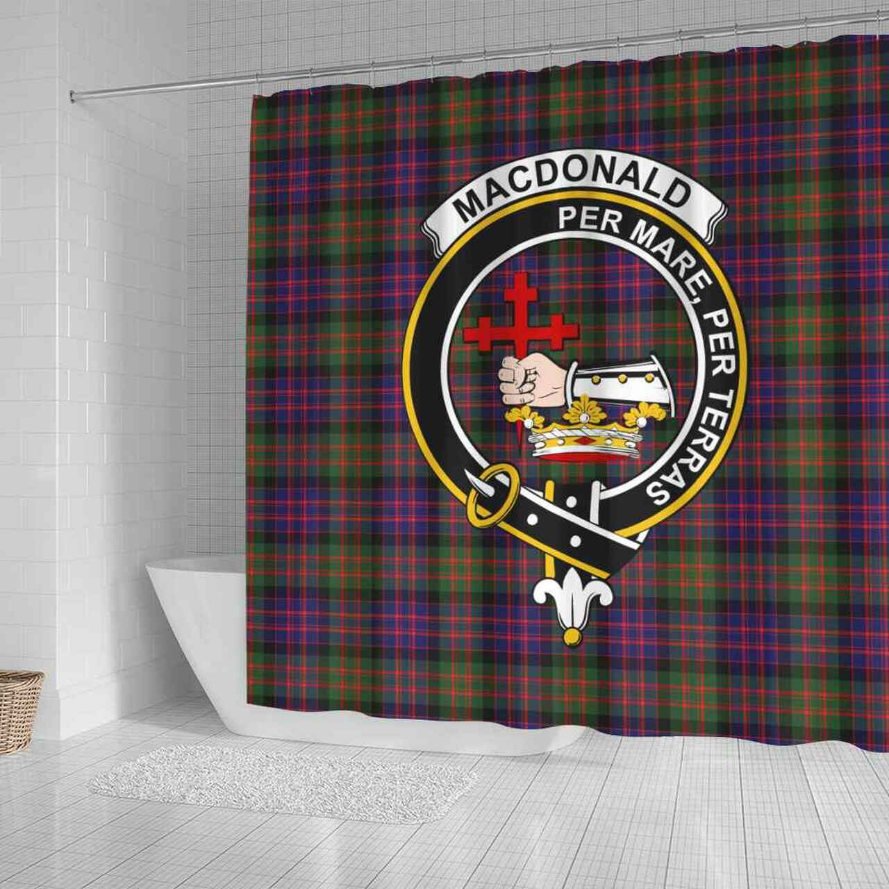 MacDonald (Clan Donald) Tartan Crest Shower Curtain