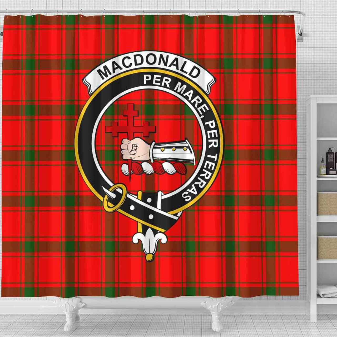 MacDonald (of Sleat) Tartan Crest Shower Curtain