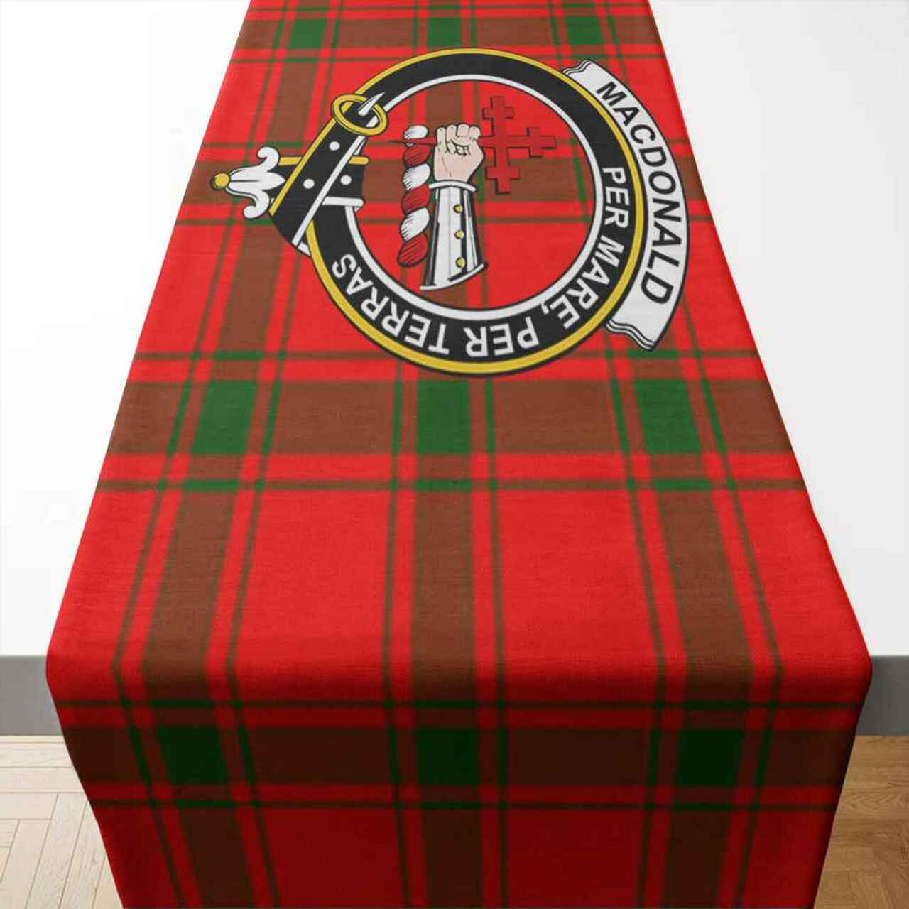 MacDonald (of Sleat) Tartan Crest Table Runner - Cotton table runner