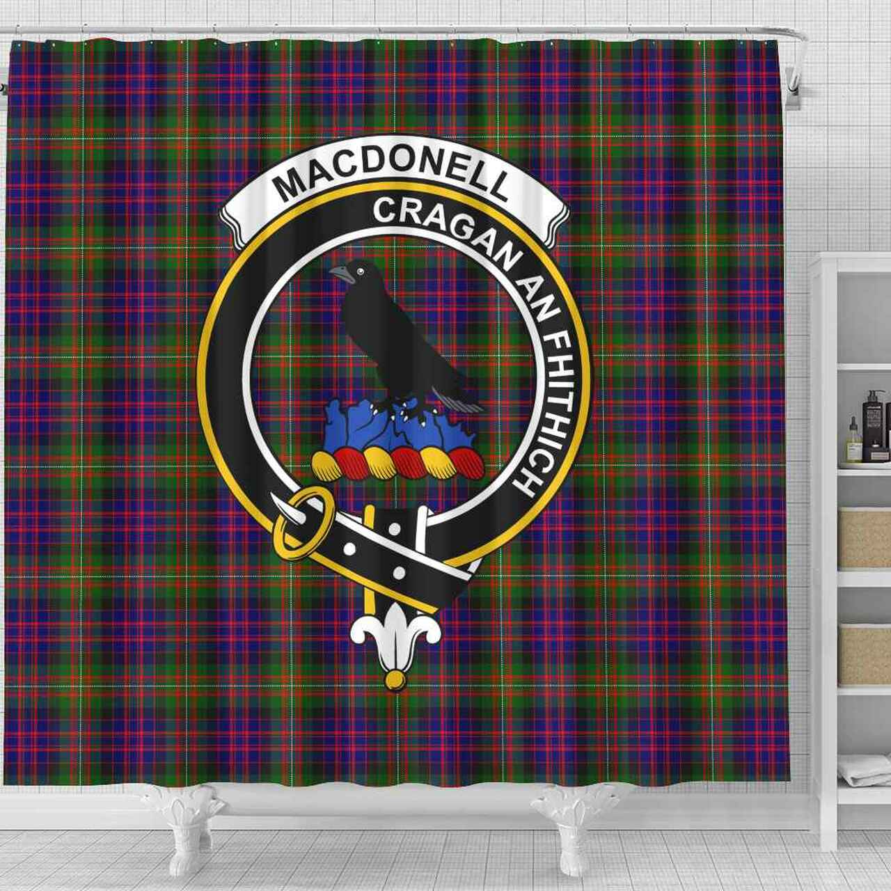 MacDonell of Glengarry Tartan Crest Shower Curtain