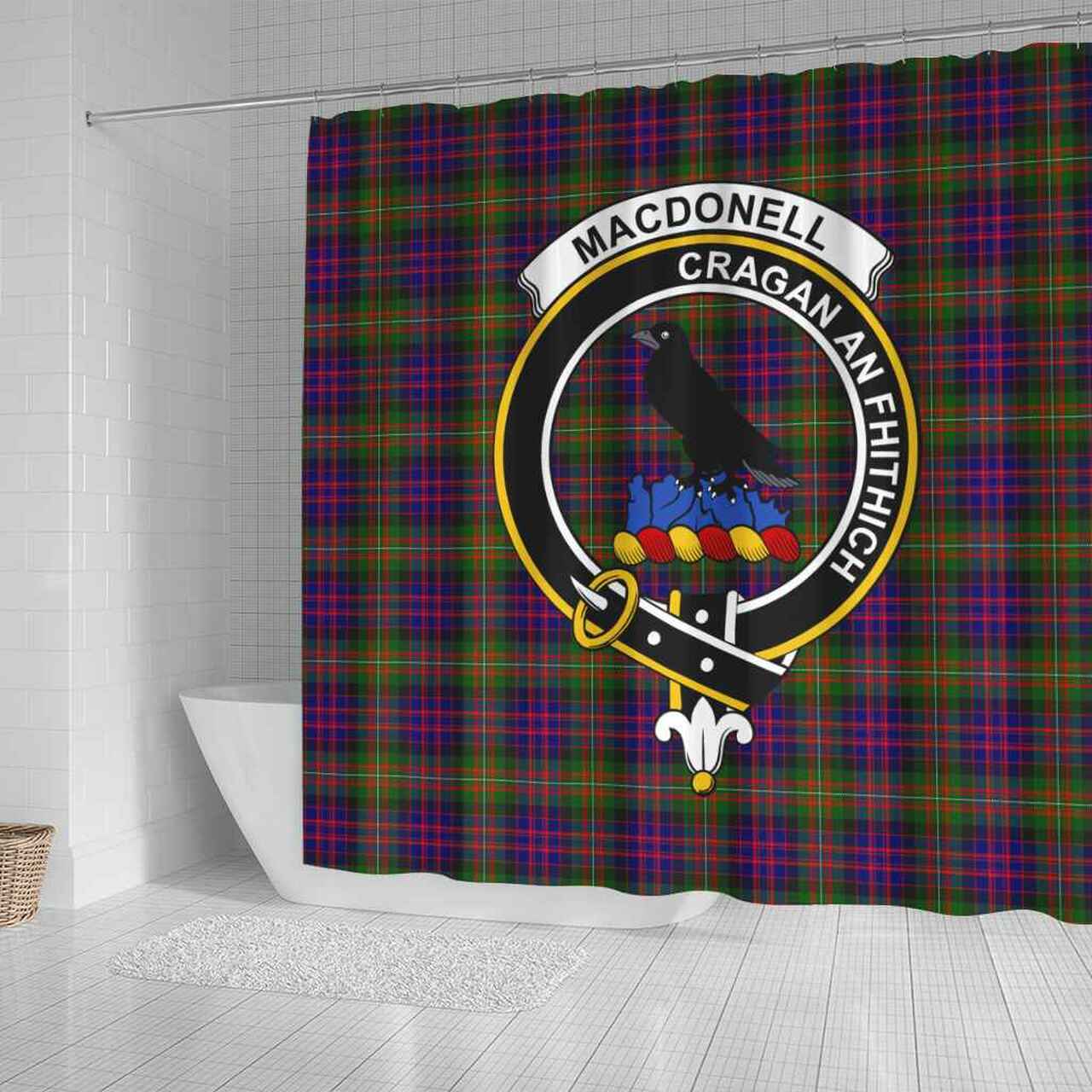 MacDonell of Glengarry Tartan Crest Shower Curtain