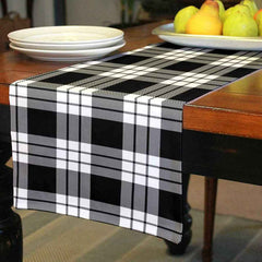 MacFarlane Black & White Tartan Table Runner - Cotton table runner