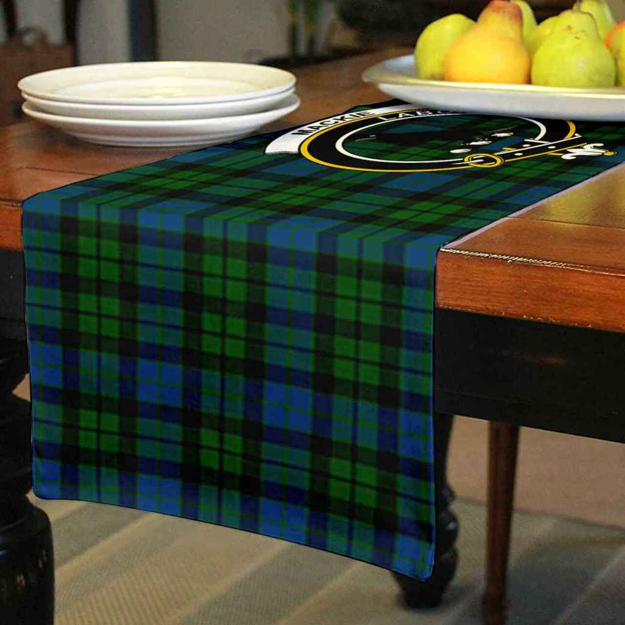 MacKie Tartan Crest Table Runner - Cotton table runner