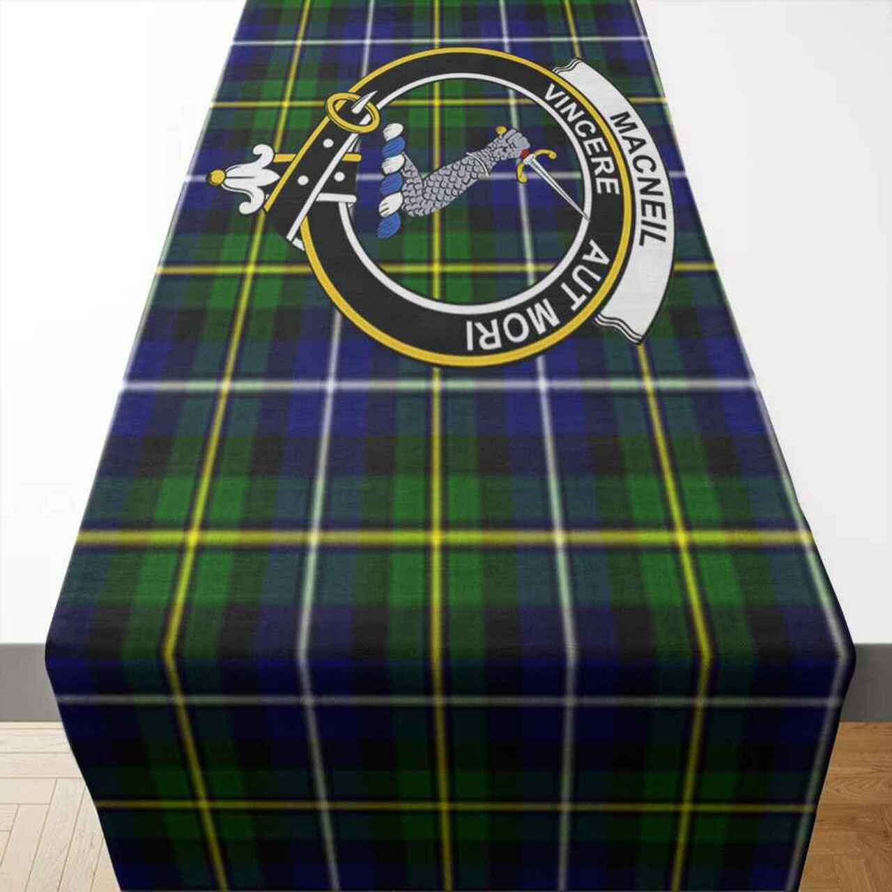 MacNeill of Barra Tartan Crest Table Runner - Cotton table runner