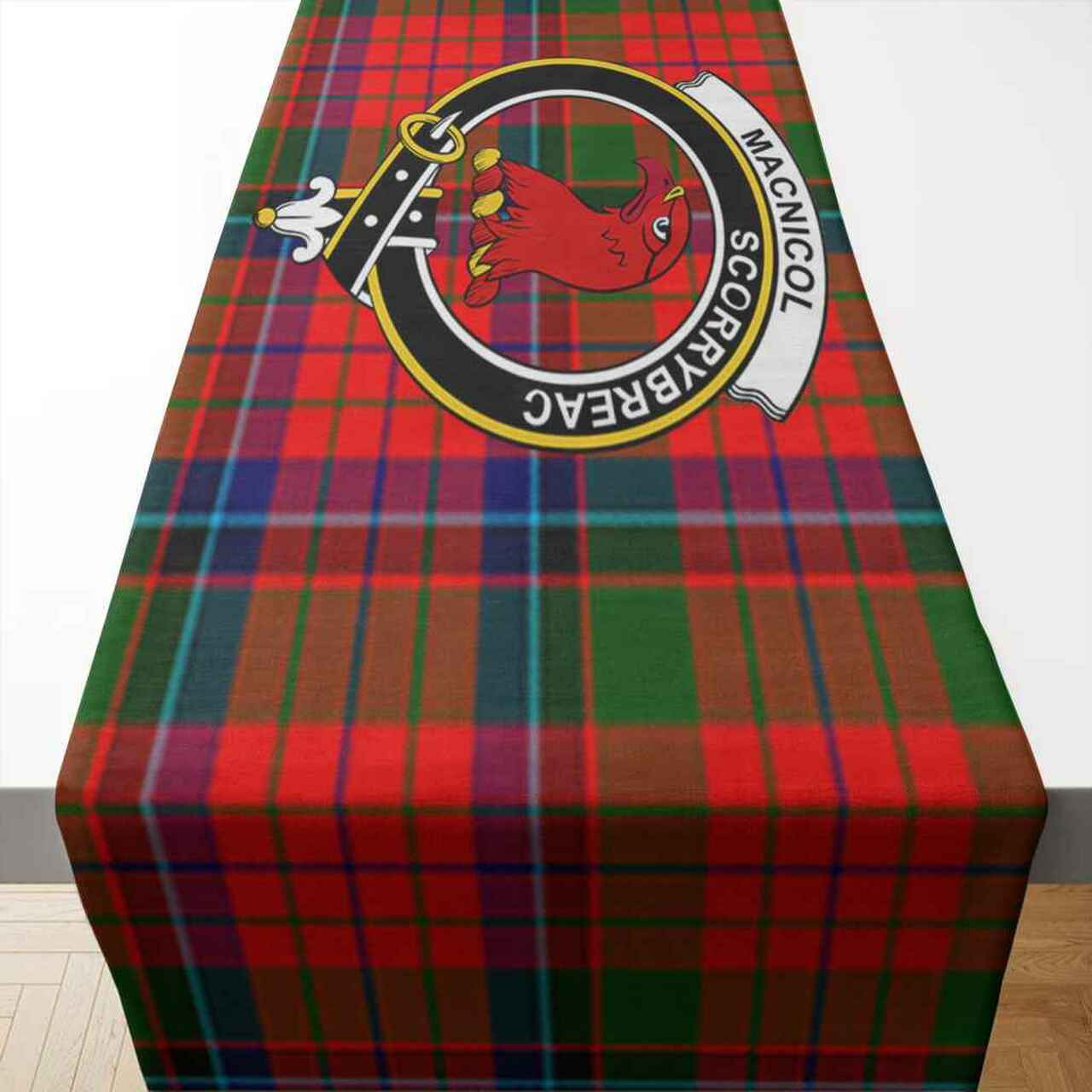 MacNicol (of Scorrybreac) Tartan Crest Table Runner - Cotton table runner