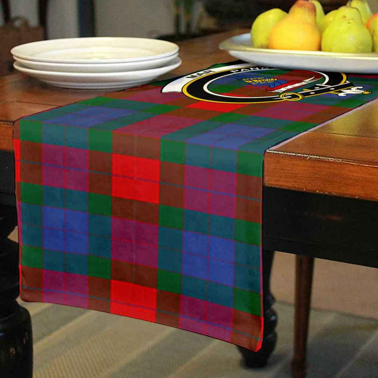 Mar Tartan Crest Table Runner - Cotton table runner