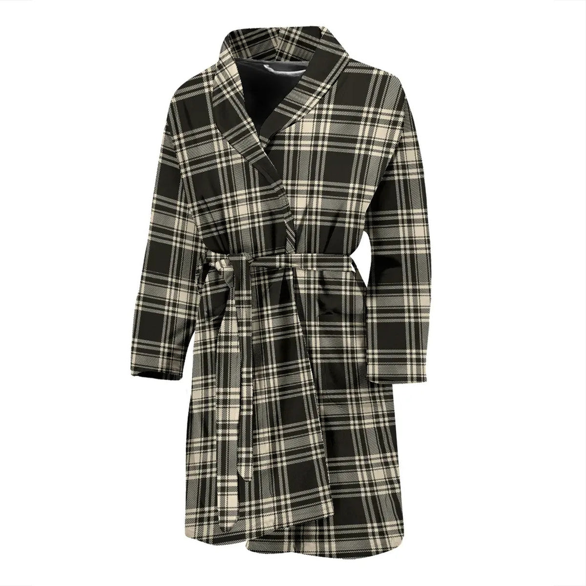 Menzies Black & White Ancient Tartan Bathrobe