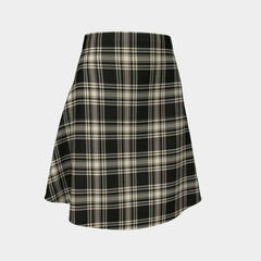 Menzies Black & White Ancient Tartan Flared Skirt