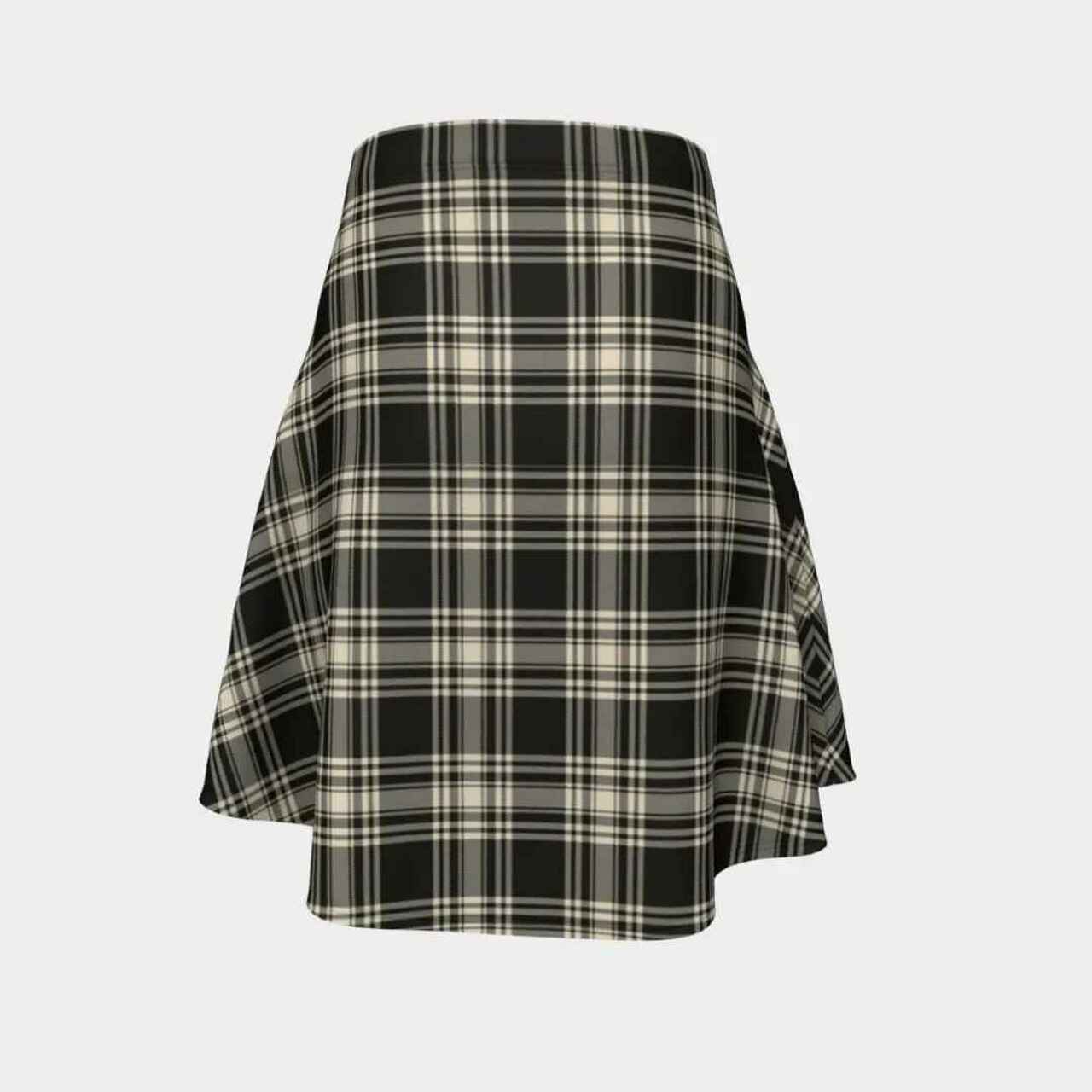 Menzies Black & White Ancient Tartan Flared Skirt