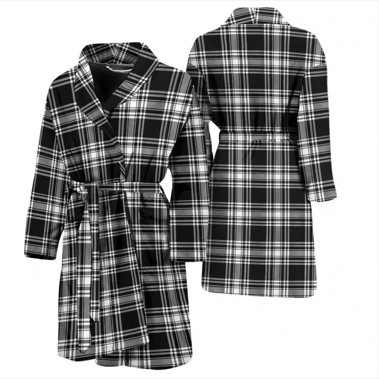 Menzies Black & White Modern Tartan Bathrobe