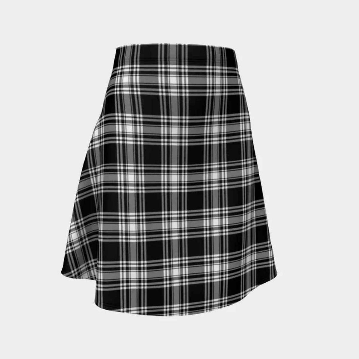 Menzies Black & White Modern Tartan Flared Skirt