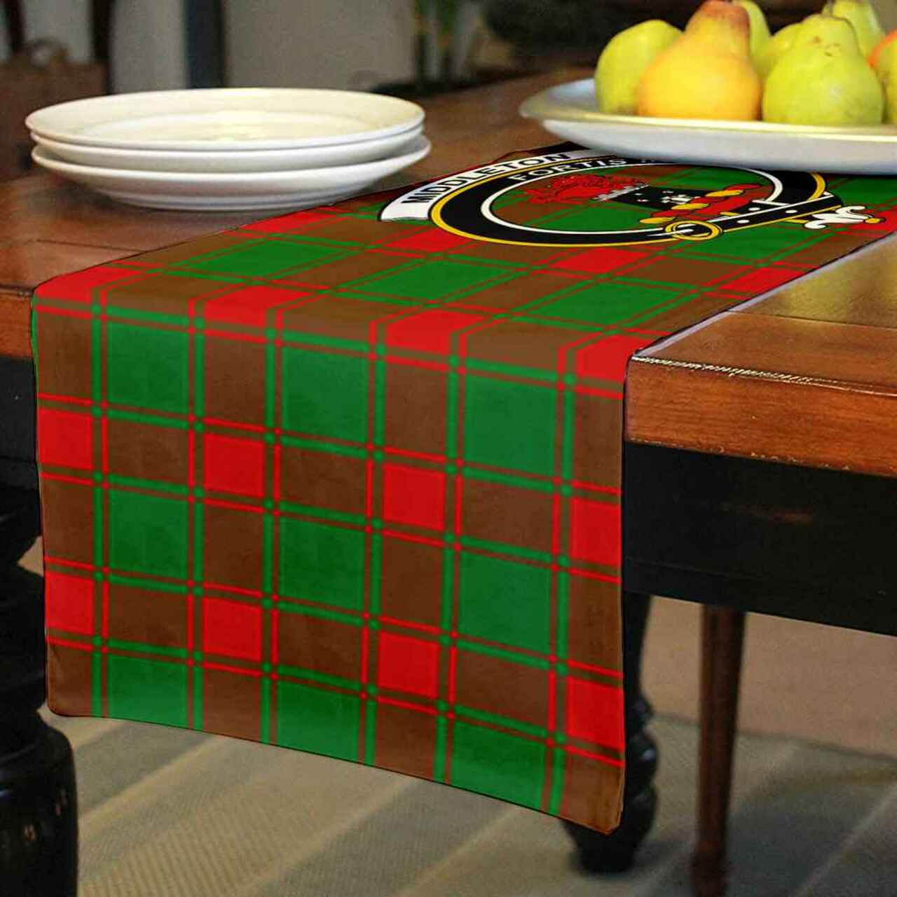 Middleton Tartan Crest Table Runner - Cotton table runner