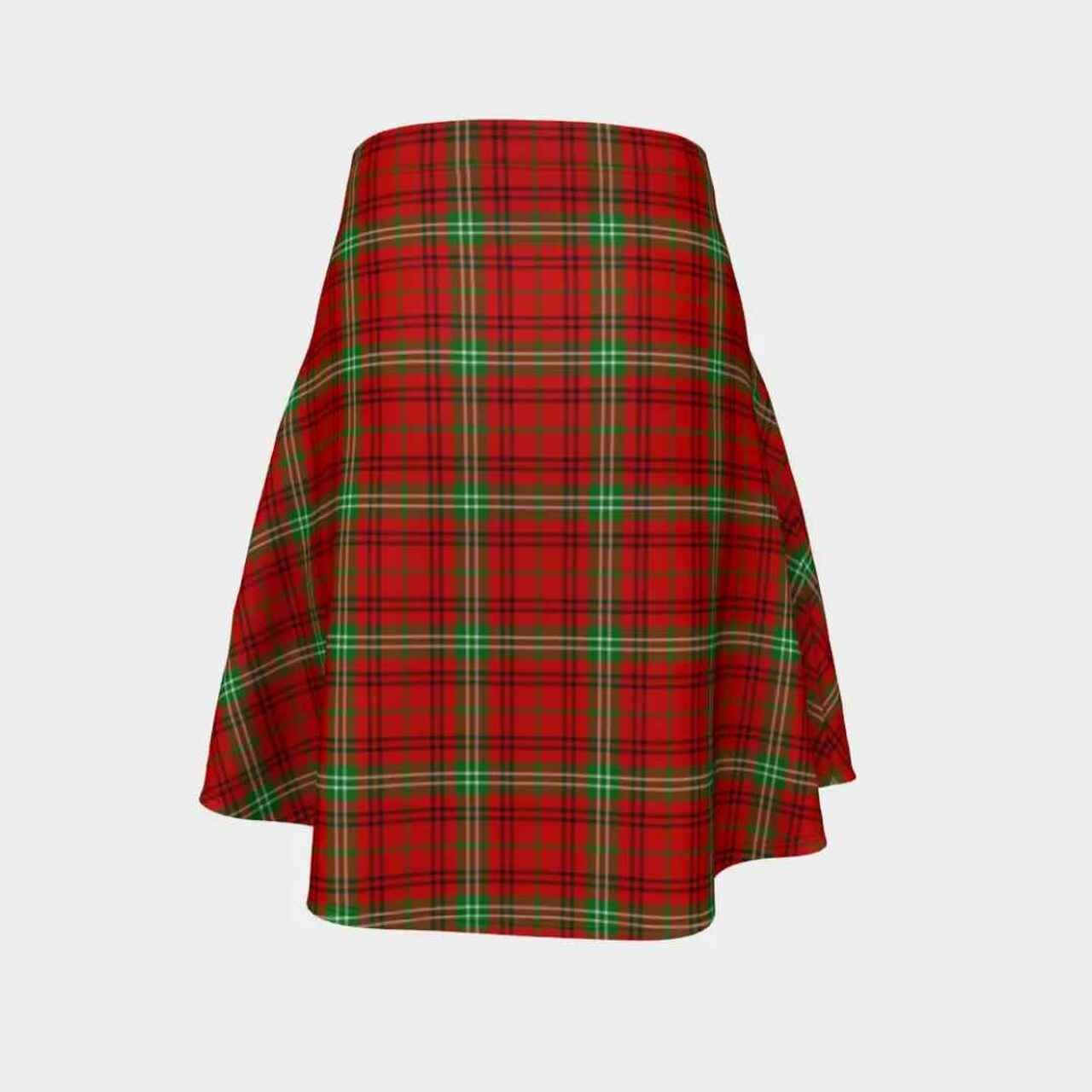 Morrison Red Modern Tartan Flared Skirt