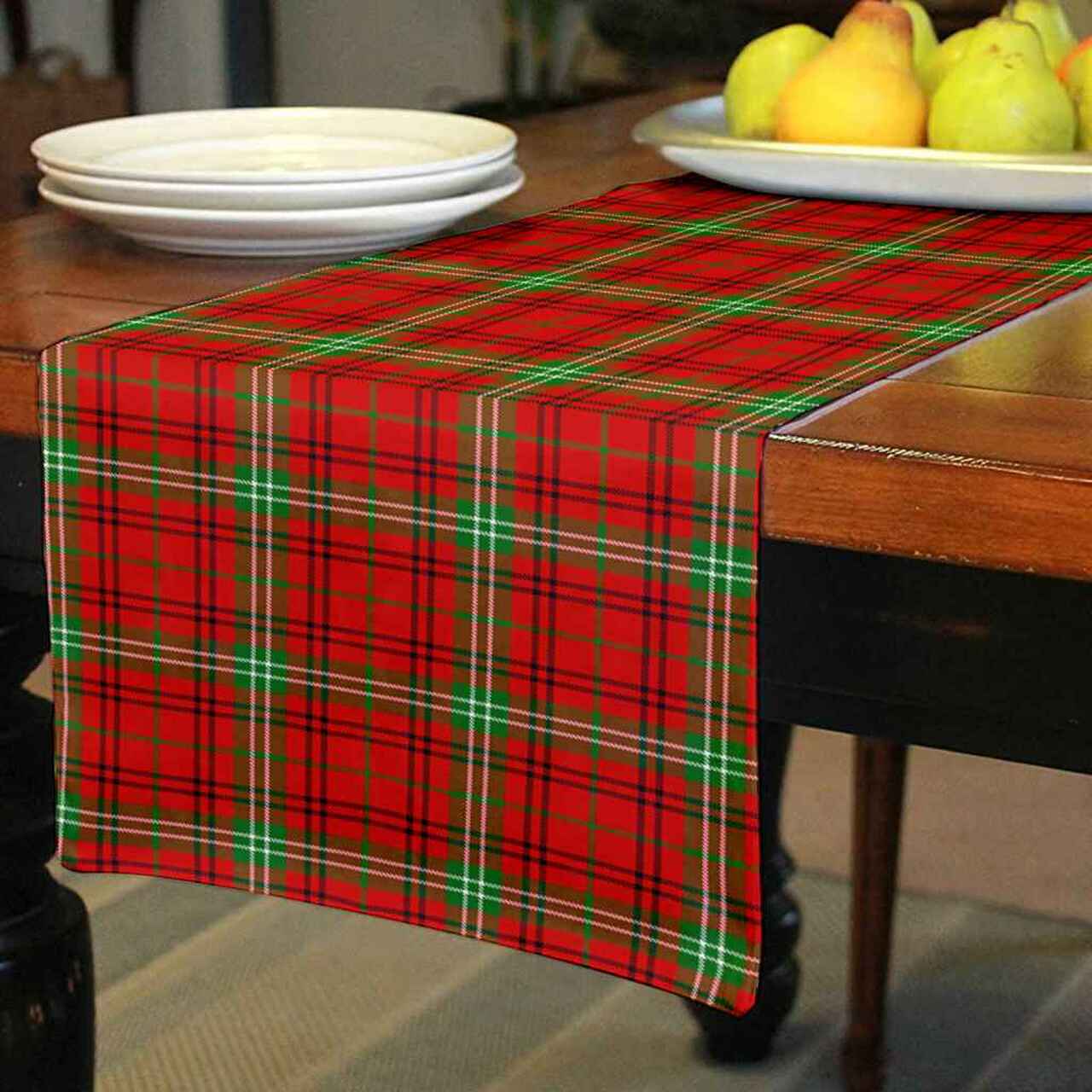 Morrison Red Modern Tartan Table Runner - Cotton table runner