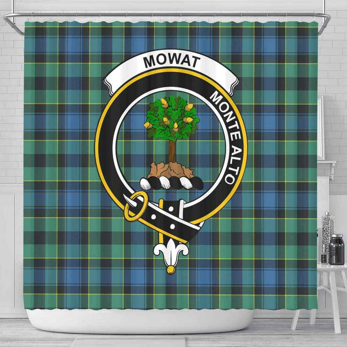 Mowat (of Inglistoun) Tartan Crest Shower Curtain