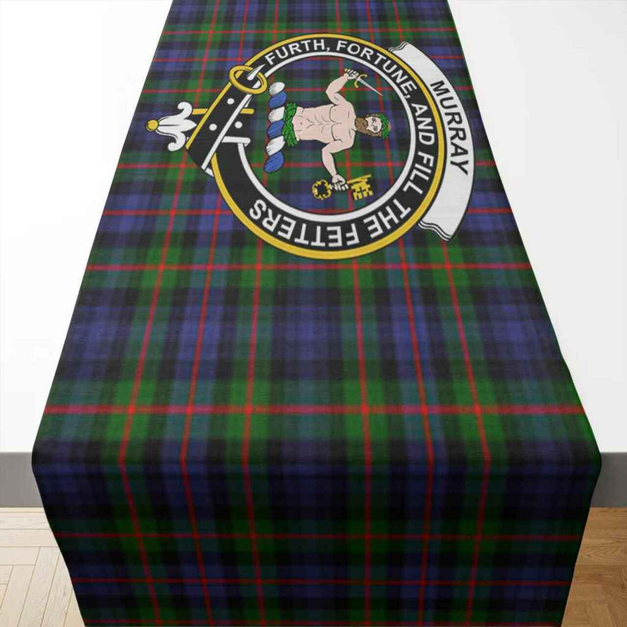 Murray (of Atholl) Tartan Crest Table Runner - Cotton table runner