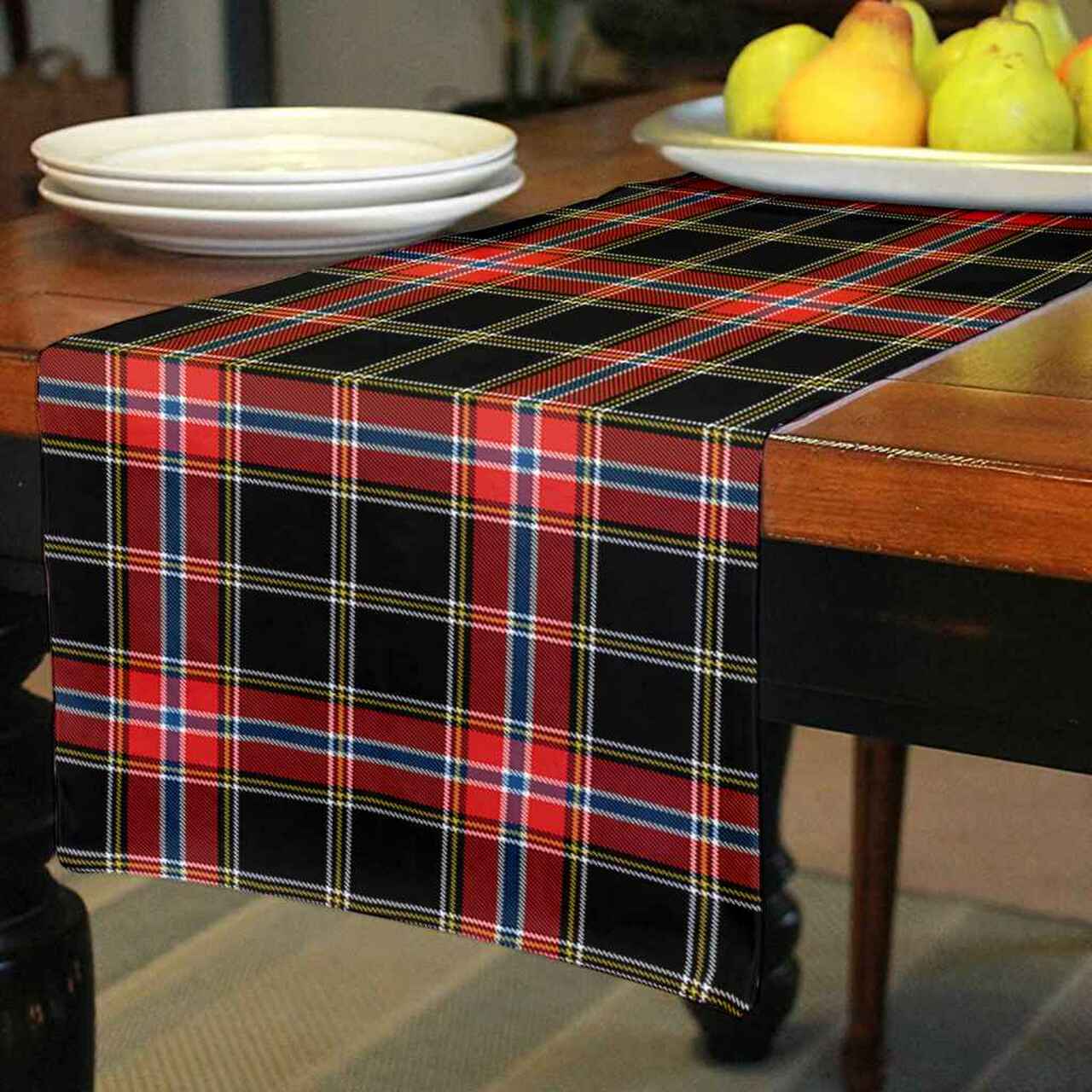 Norwegian Night Tartan Table Runner - Cotton table runner