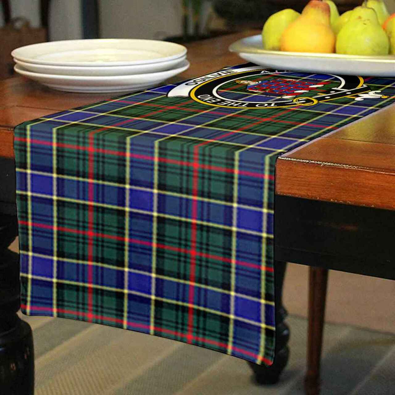 Ogilvie Tartan Crest Table Runner - Cotton table runner