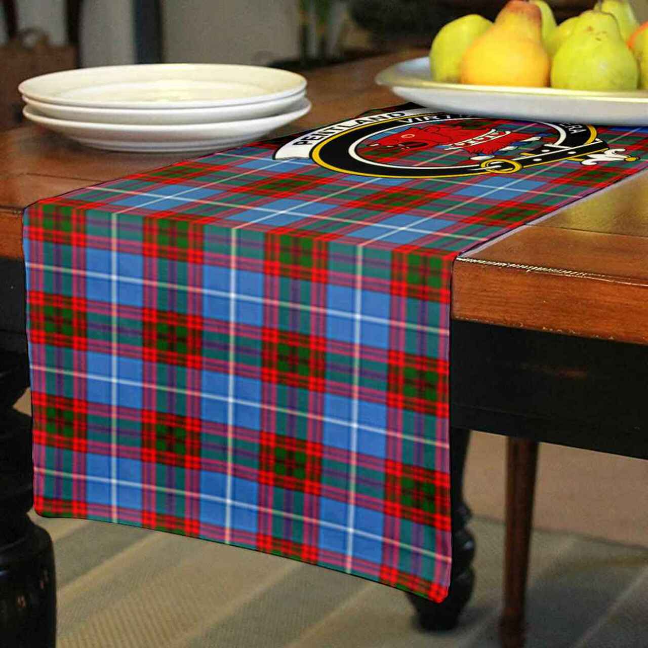 Pentland Tartan Crest Table Runner - Cotton table runner