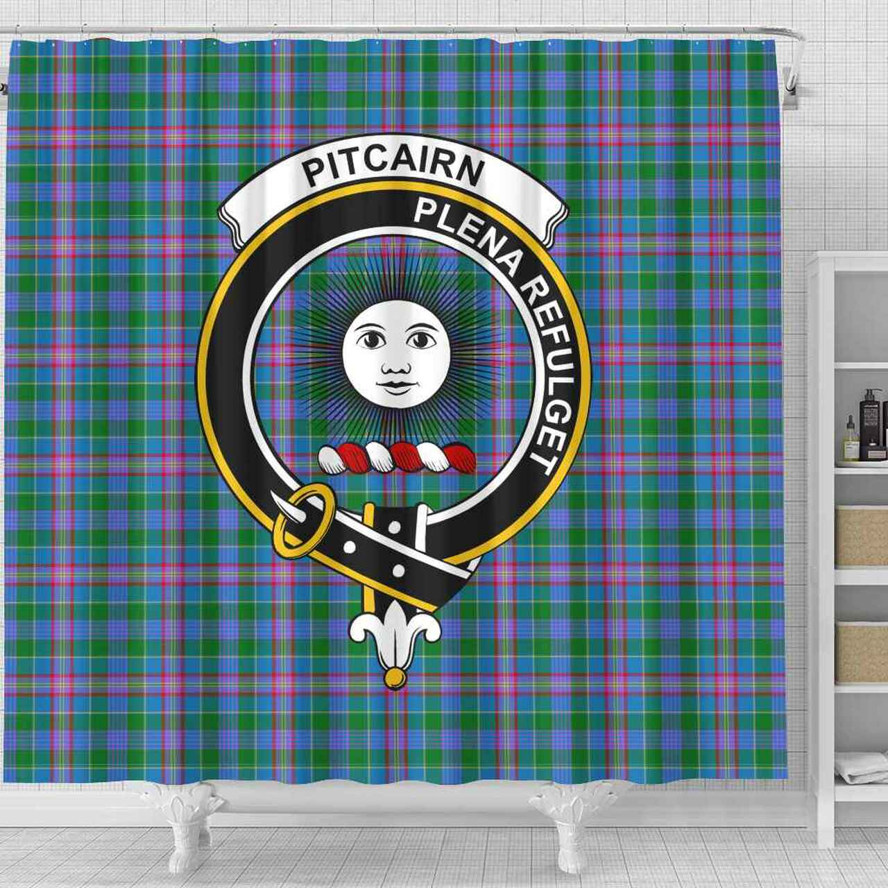 Pitcairn Tartan Crest Shower Curtain