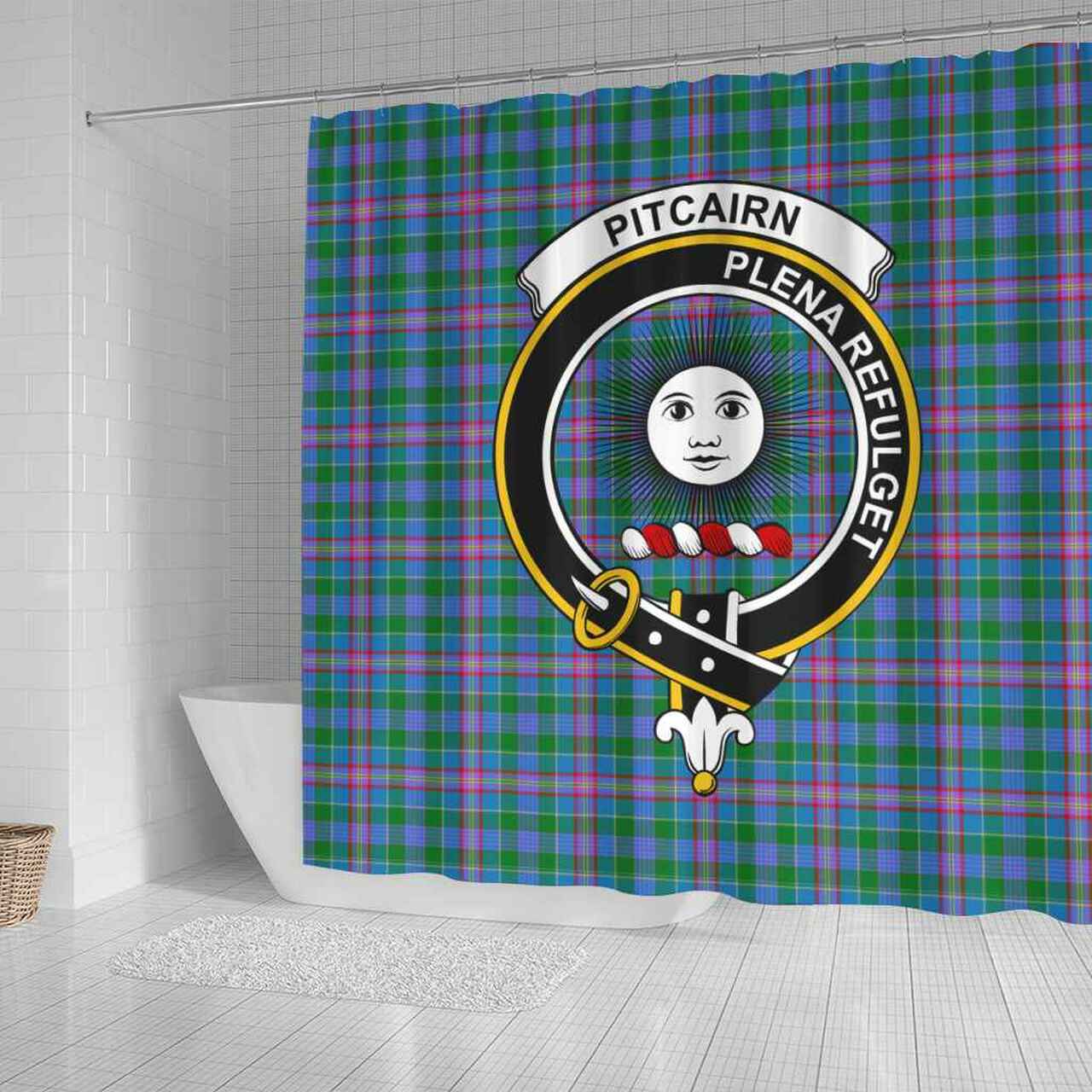 Pitcairn Tartan Crest Shower Curtain