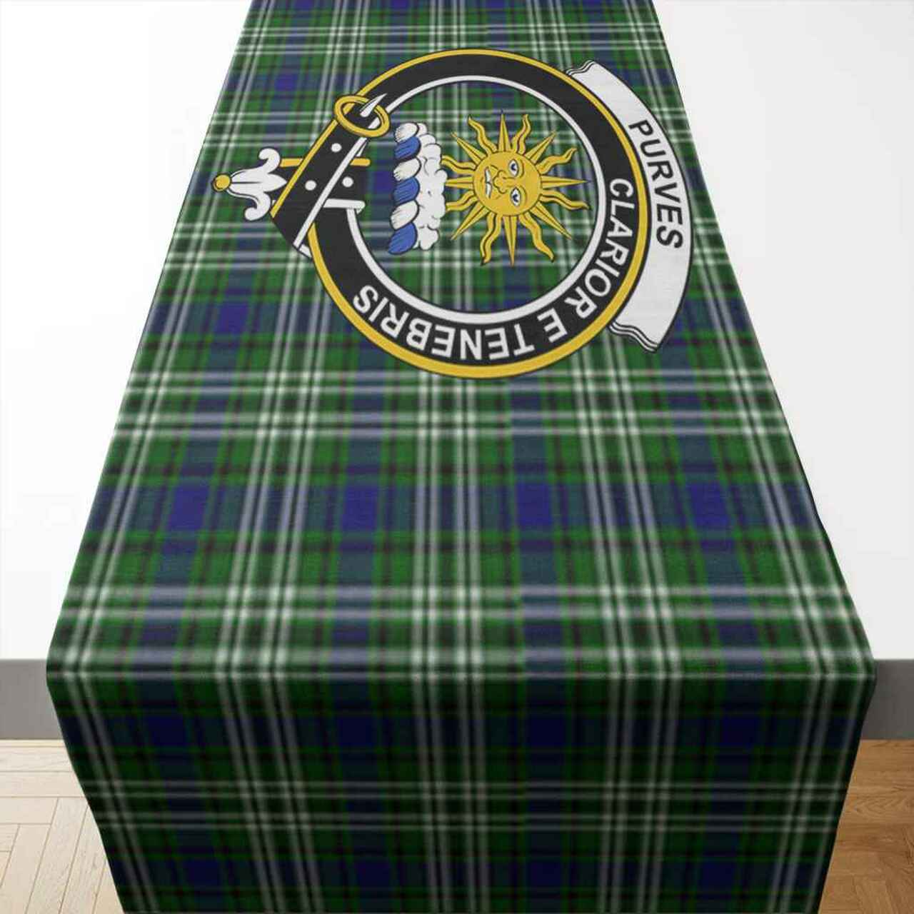 Purves Tartan Crest Table Runner - Cotton table runner