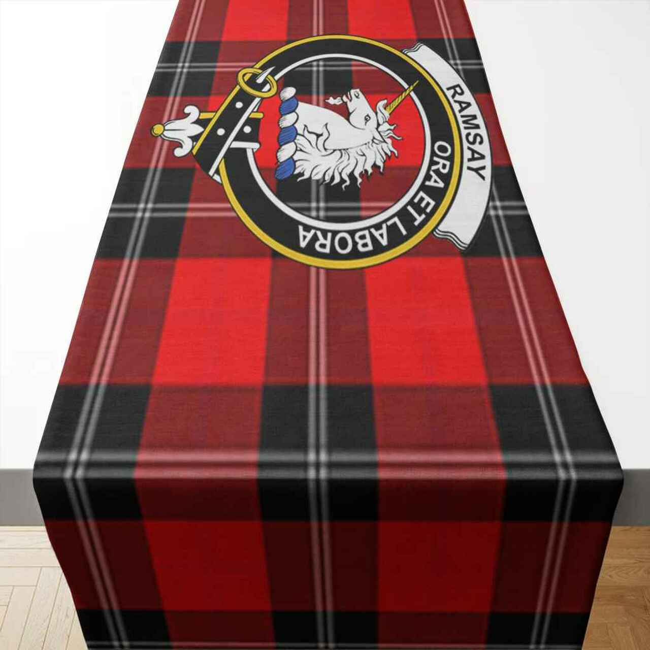 Ramsay Tartan Crest Table Runner - Cotton table runner