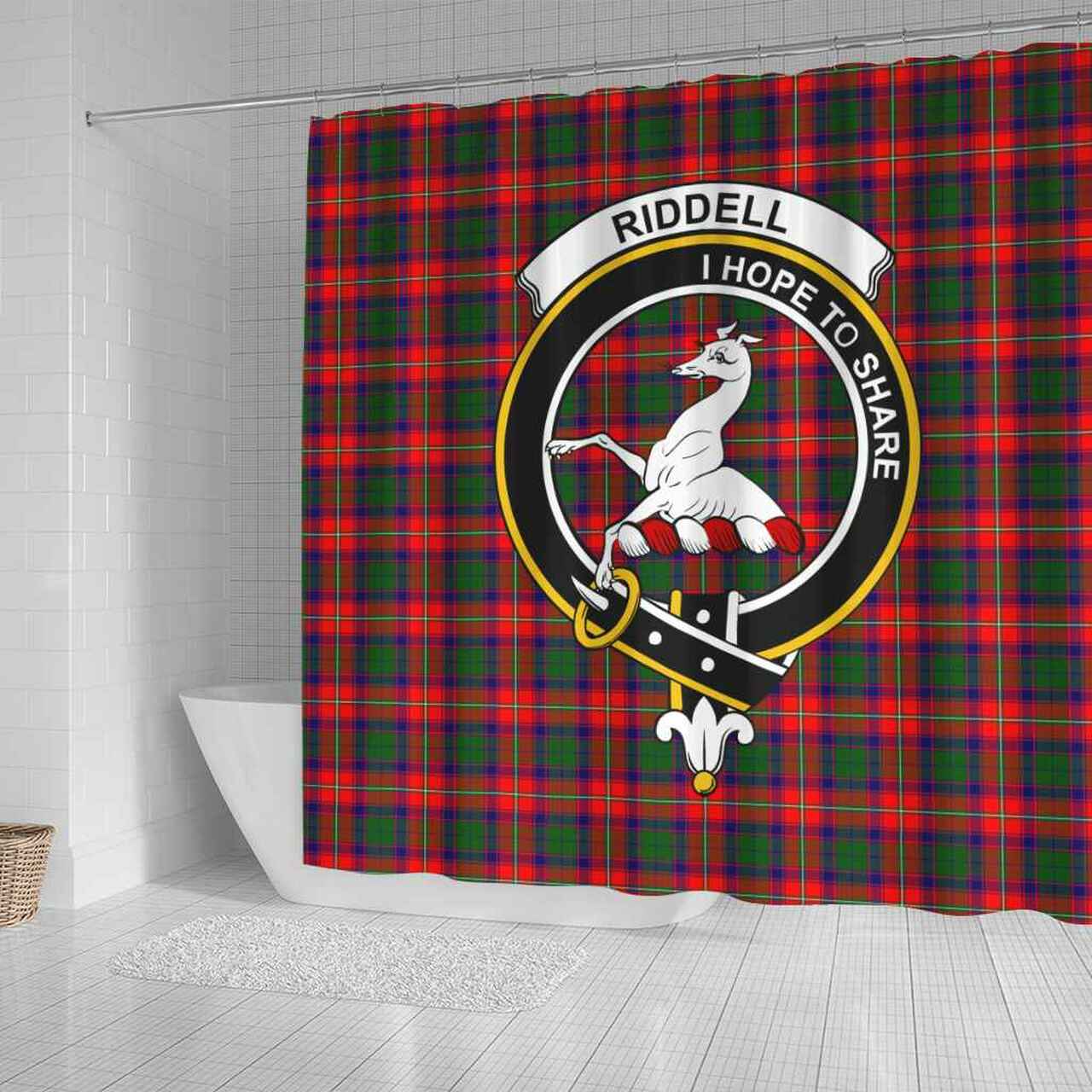 Riddell Tartan Crest Shower Curtain