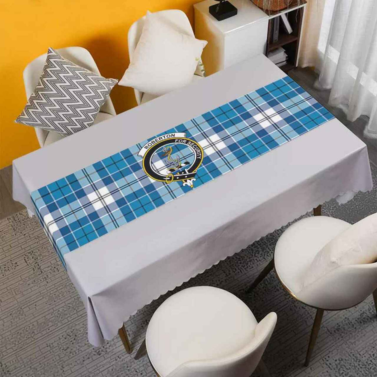 Roberton Tartan Crest Table Runner - Cotton table runner