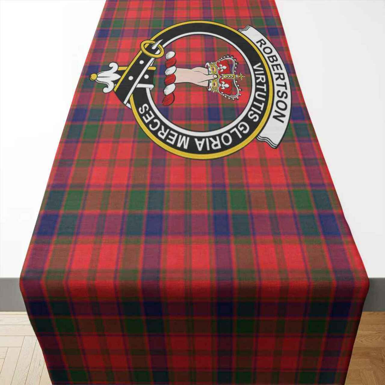 Robertson Tartan Crest Table Runner - Cotton table runner