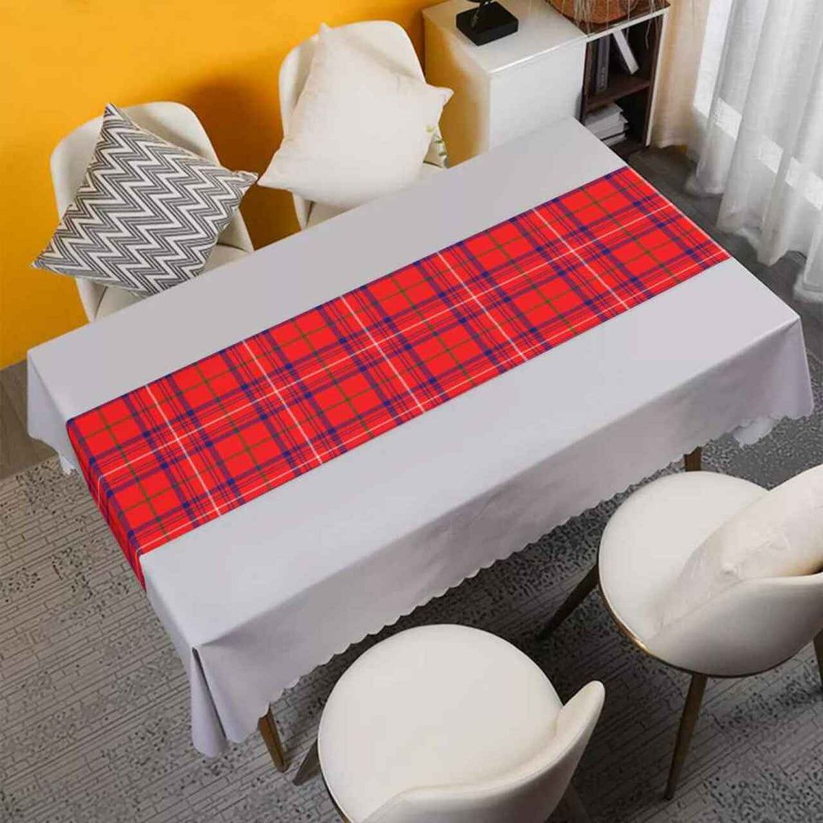 Rose Modern Tartan Table Runner - Cotton table runner