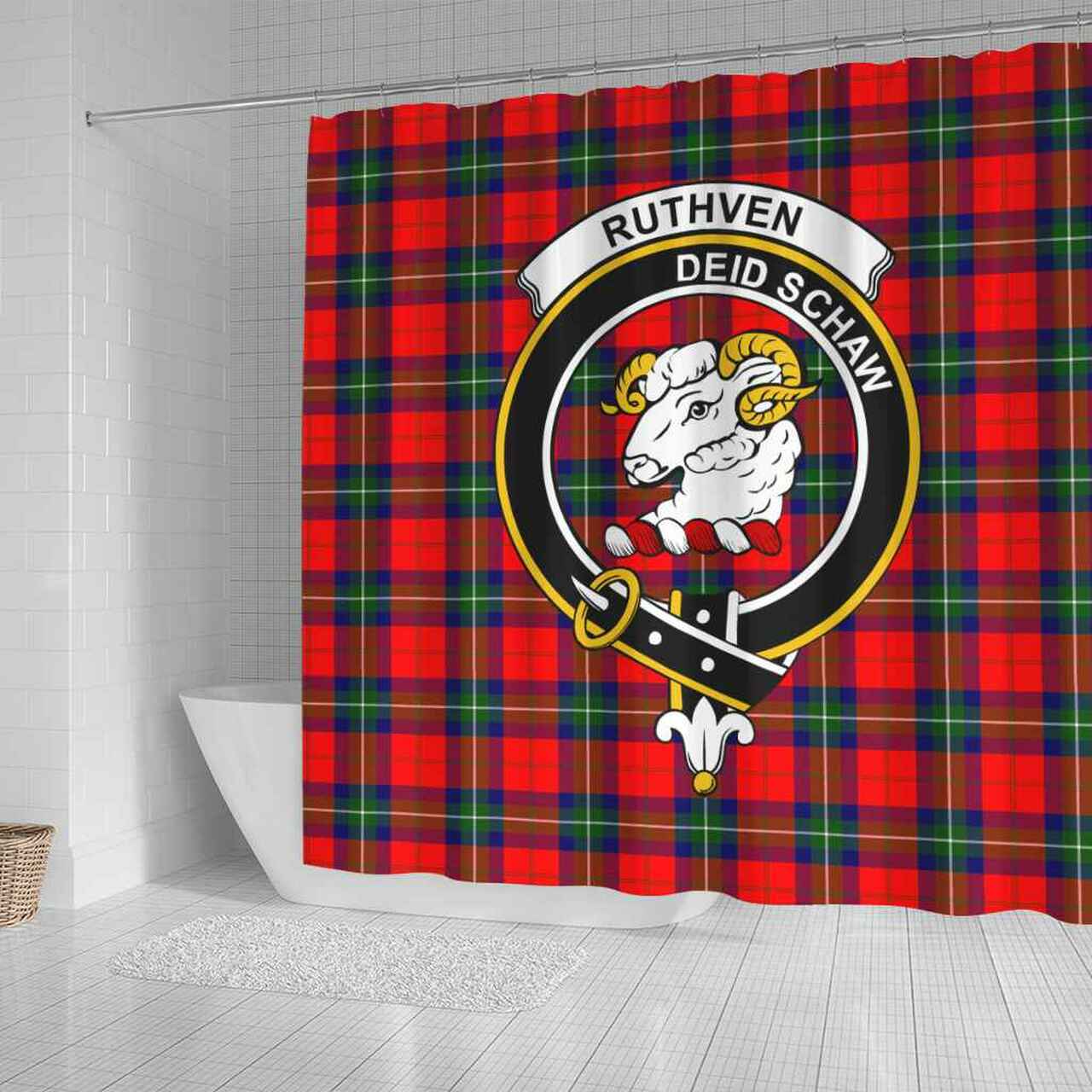 Ruthven Tartan Crest Shower Curtain