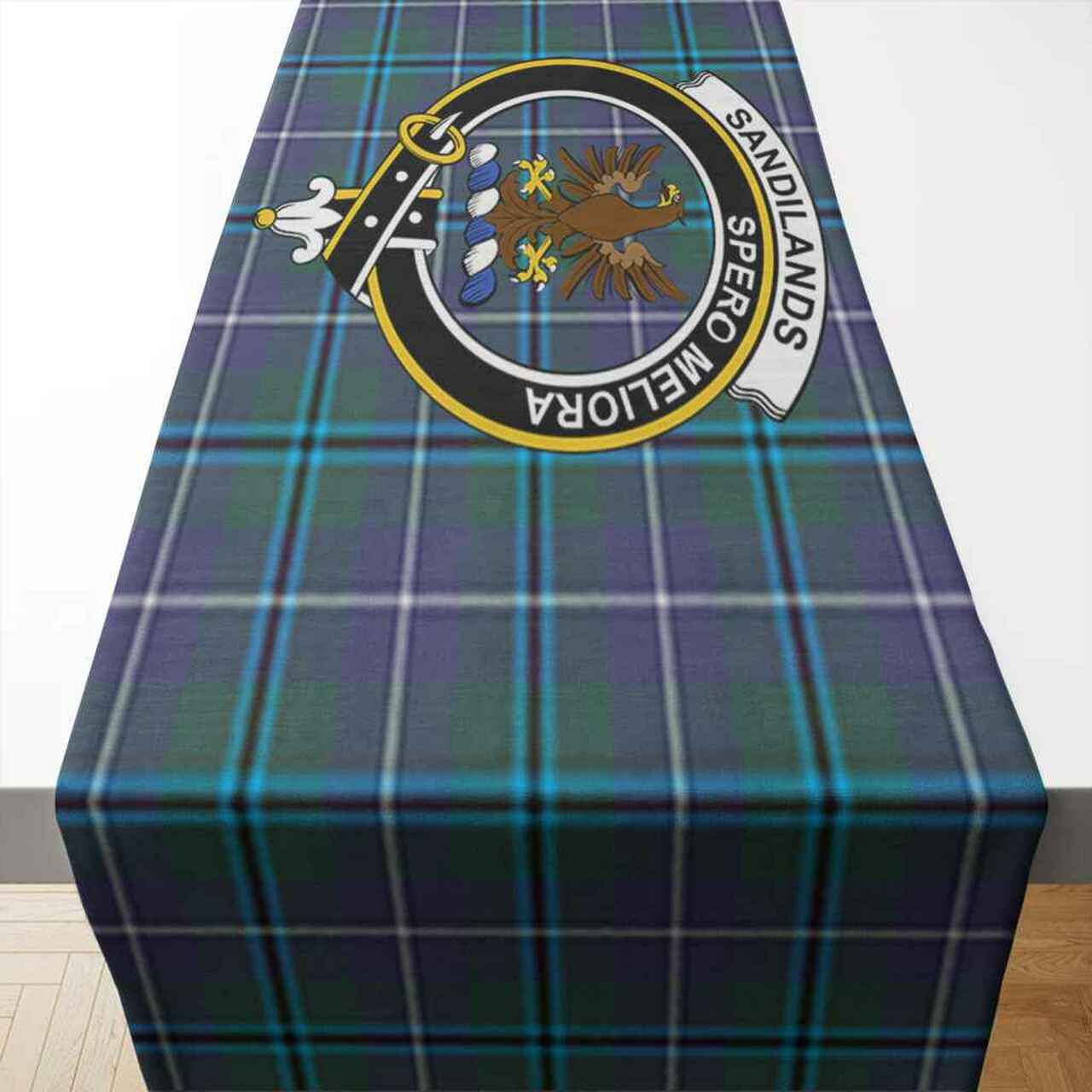 Sandilands Tartan Crest Table Runner - Cotton table runner