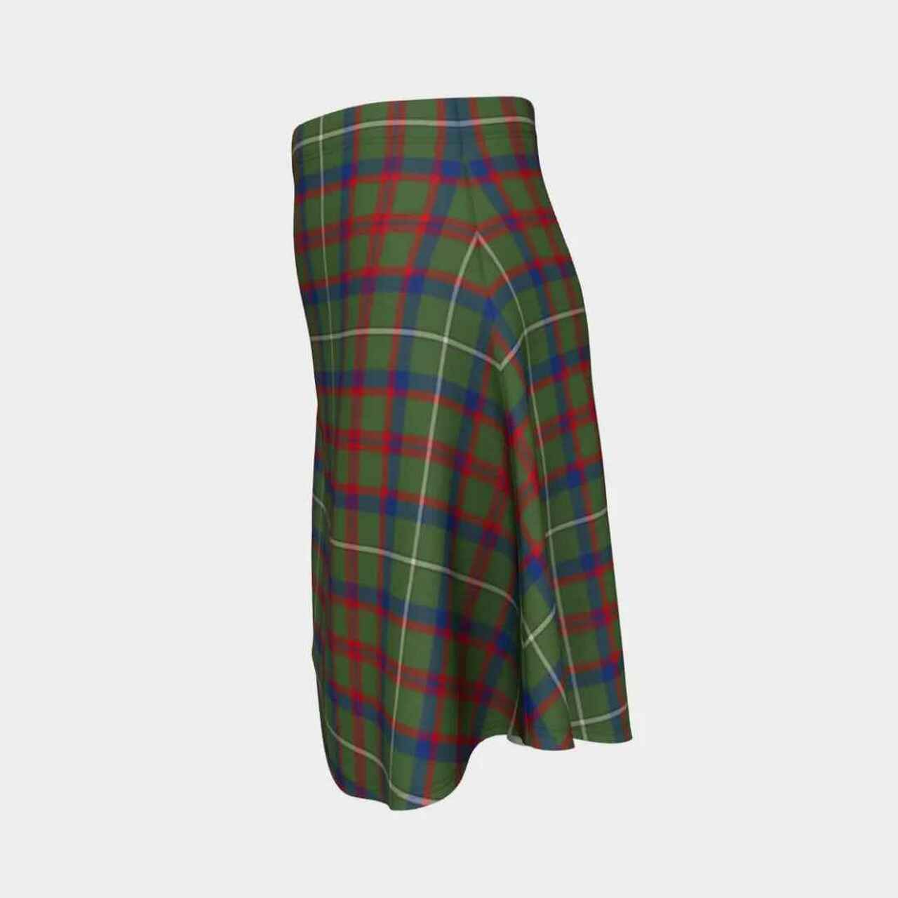 Shaw Green Modern Tartan Flared Skirt