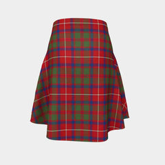 Shaw Red Modern Tartan Flared Skirt