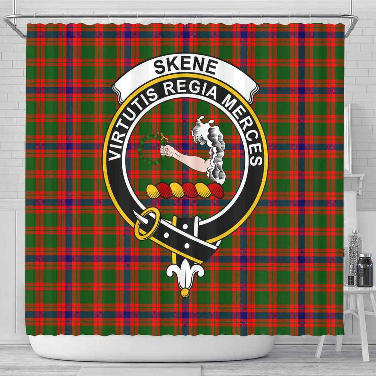 Skene Tartan Crest Shower Curtain