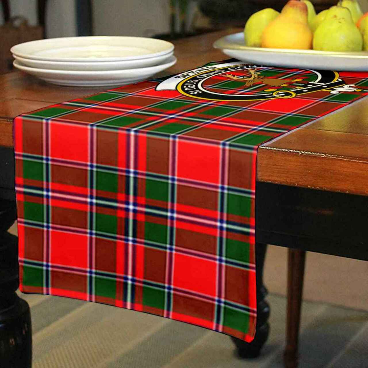 Spens (or Spence) Tartan Crest Table Runner - Cotton table runner