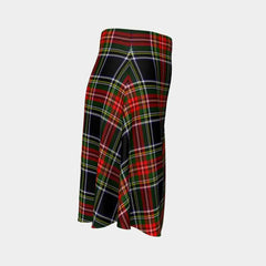 Stewart Black Tartan Flared Skirt