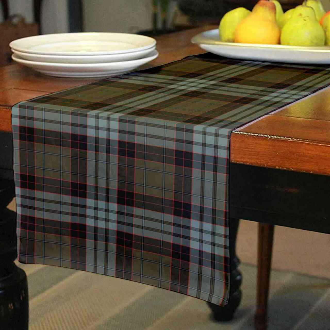 Stewart Old Weathered Tartan Table Runner - Cotton table runner