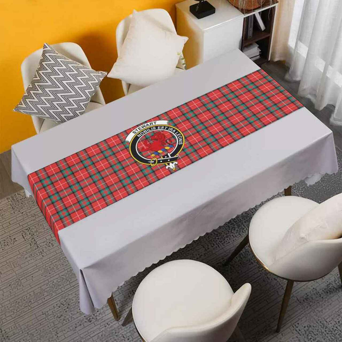 Stewart (Stuart) of Bute Tartan Crest Table Runner - Cotton table runner